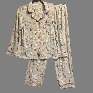 BedHead Pajamas Organic Cotton PJs Long Sleep Set Chinese Takeout Print Size L